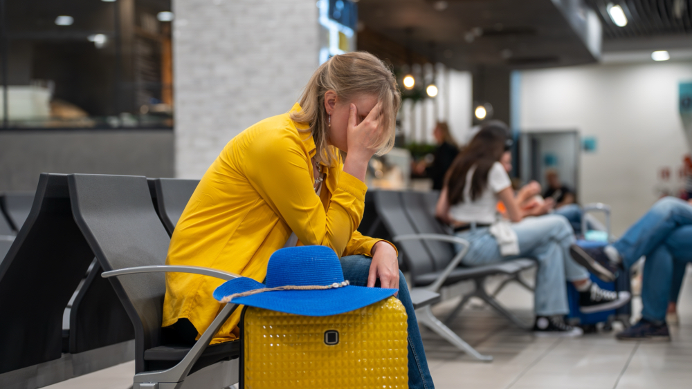 a desperate tourist at the airport